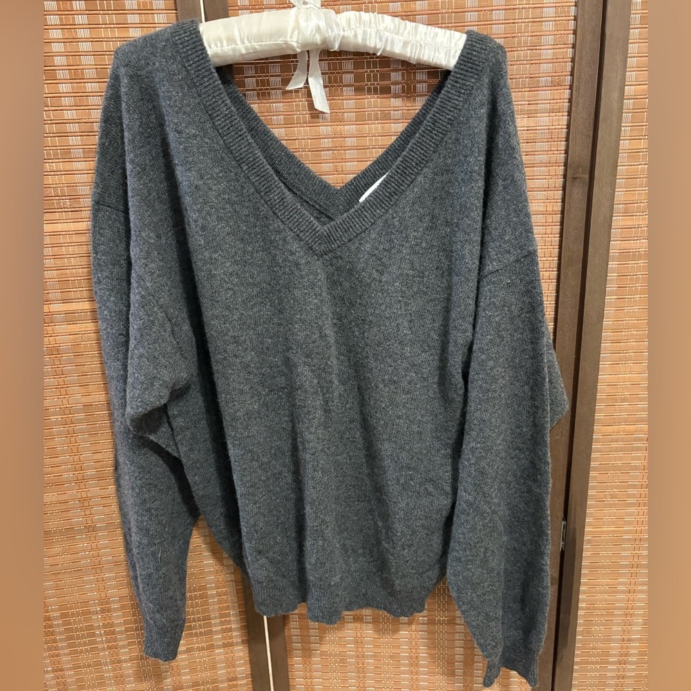 Equipment Charcoal Cashmere Double V-Neck Sweater - NWT